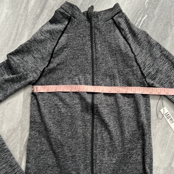 Fitted black & grey marl zip up athletic spandex jacket Large thumbholes - Picture 5 of 12